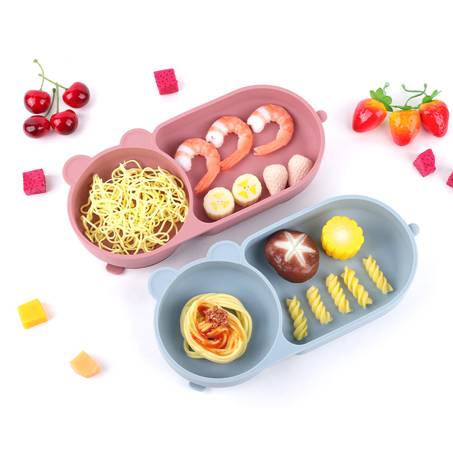 ベビーシリコーン吸盤ボウルかわいいクマのデザインマカロンカラ - Silicone Suction Bowl のレビューと価格