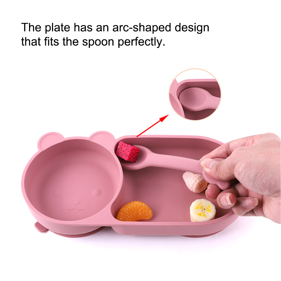 ベビーシリコーン吸盤ボウルかわいいクマのデザインマカロンカラ - Silicone Suction Bowl のレビューと価格