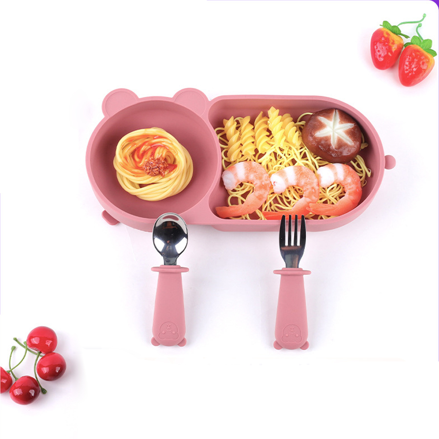 ベビーシリコーン吸盤ボウルかわいいクマのデザインマカロンカラ - Silicone Suction Bowl のレビューと価格