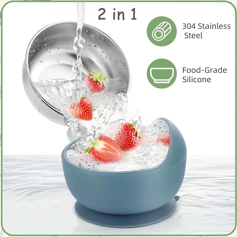 3 個セットベビー給餌ボウルスプーン付きステンレス鋼ボウルパ - Silicone Suction Bowl のレビューと価格