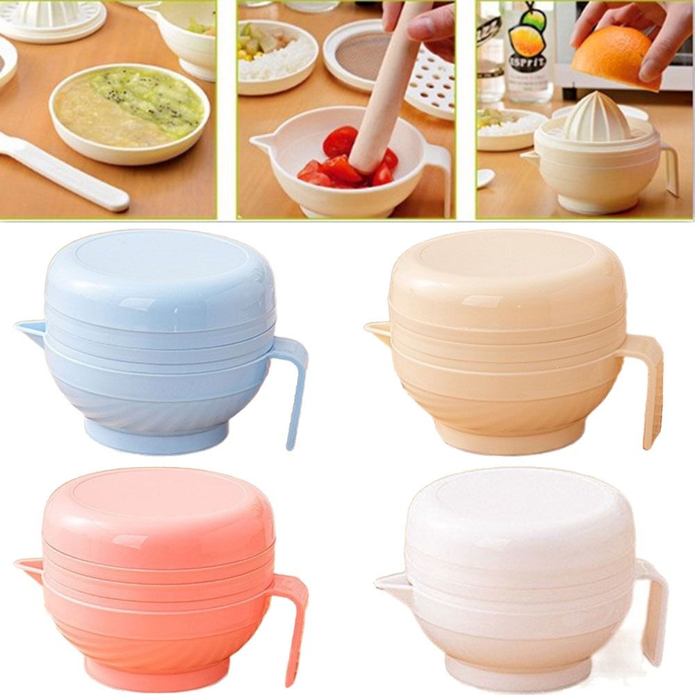 7個入り携帯用食品粉砕ボウルセット、柑橘ジューサー、食品グレ - Baby Food Grinding Bowl のレビューと価格