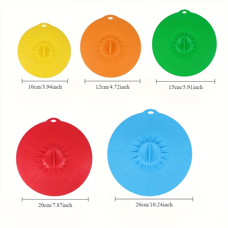 5ピースシリコン蓋、耐熱電子レンジ用防滴蓋、シリコン鍋蓋、カ - Silicone Suction Bowl のレビューと価格