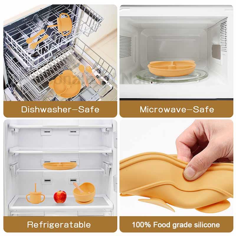 給餌セットシリコーンベビー吸盤ボウル皿プレート子供のためのク - Silicone Suction Bowl のレビューと価格